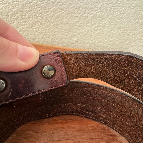 Vintage Leegin Western Leather Beaded Belt with Silver Buckle Size 28 - Picture 3 of 7